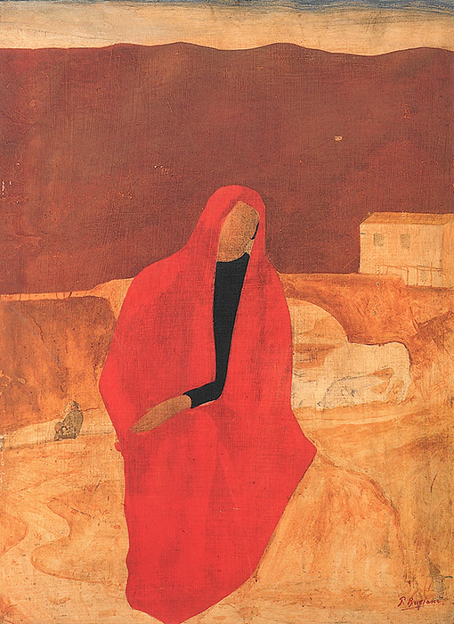 madonna con manto rosso pietro bugiani